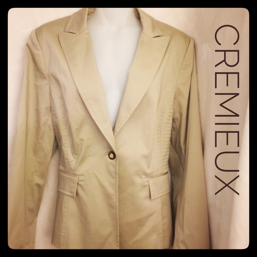 Cremieux Classic Tan Lined Blazer Stitch Sides